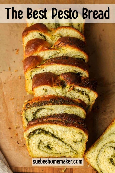 Delight in the flavors of our Pesto Bread, where a heavenly blend of basil pesto sauce and enriched dough come together harmoniously. With my easy-to-follow steps, you'll expertly weave the sauce into the dough and achieve a deliciously baked masterpiece! Homemaker Recipes, Best Pesto, Pesto Bread, Basil Pesto Sauce, Savory Bread, Kitchen Witchery, Bread Loaf, Savoury Baking, Bread Maker