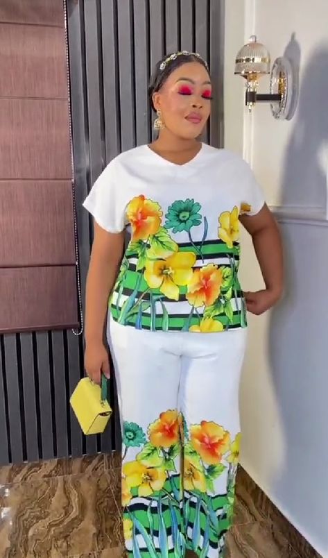 Chiffon Trousers And Tops Nigeria, Ankara Palazo Trouser And Top Styles, Kampala Top And Trousers For Women, Ankara Tracksuit Outfit, Ankara Trousers And Top For Ladies, Vintage Style Dresses Casual, 2 Piece Outfit Set Pants, Trouser And Top For Ladies, Outfits Trousers