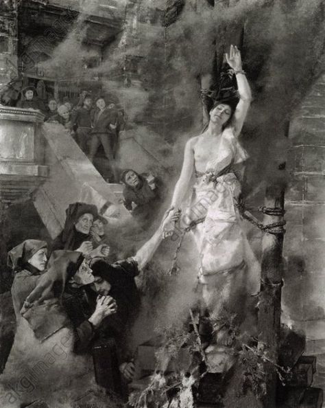 Keller, Gemälde von Albert von (b,1844)- Woman (Witch) Being Burned at Stake -2a Santa Joana D'arc, Witch History, Witch Tattoo, Witch Trials, Salem Witch, Vintage Witch, Season Of The Witch, Witch Art, Witch Aesthetic