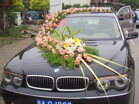 Wedding Car Decor, Wedding Car Deco, Luxury Bmw, Cars Decorations, Indian Wedding Decorations Receptions, Reception Stage Decor, Dog Car Accessories, Wedding Car Decorations, Car Deco