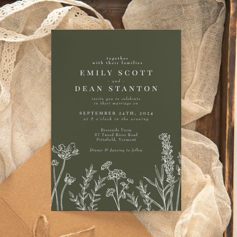 Elevate your wedding celebration with our exquisite Boho Wildflower Olive Green Wedding Invitation. This beautifully crafted invitation encapsulates the essence of bohemian elegance and natural charm, setting the perfect tone for your special day. Periwinkle Wedding, Olive Green Wedding, Boho Wedding Invitation Template, Burnt Orange Wedding, Popular Wedding Invitations, Olive Green Weddings, Orange Wedding Invitations, Boho Autumn, Olive Wedding