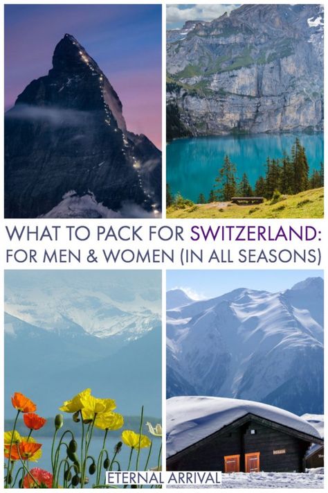 Wondering what to wear in Switzerland in winter or summer? Or maybe fall or spring? This guide to how to dress in Switzerland covers all your Switzerland packing list questions and includes what I recommend you bring to Switzerland (and what to leave behind) What To Wear In Switzerland, Switzerland In Winter, Switzerland Summer, Trip To Switzerland, Spring Packing, Spf Lip Balm, Visit Switzerland, Summer Trip, Switzerland Travel