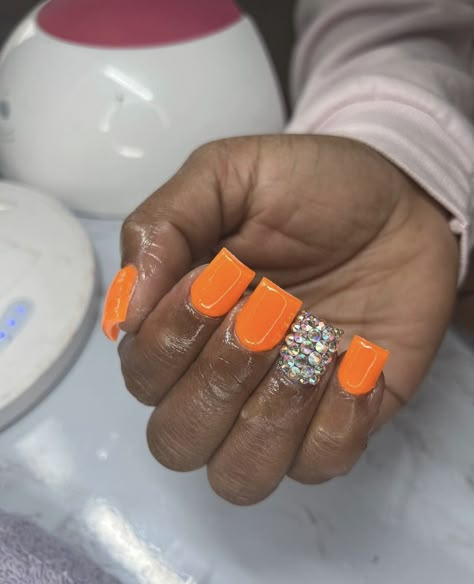 Short Orange Acrylic Nails, Nails Short Orange, Ginger Nails, Orange Acrylic Nails, Orange Nail Designs, Nail Time, Dip Nails, Short Square Nails, Her Nails