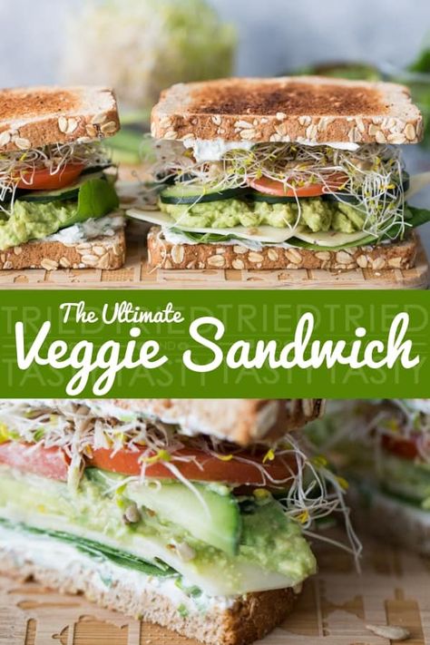 Sandwich Video, Cake Courgette, Vegetarian Sandwich, Veggie Sandwich, Healthy Sandwiches, Vegetarian Lunch, Vegan Sandwich, The Onion, Meatless Meals