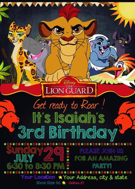 Lion Guard Birthday Invitation Customizable Digital Card image 2 Lion Guard Birthday Invitations, Lion Guard Birthday Party Ideas, Lion Guard Birthday Party, Lion Guard Party, Lion Guard Birthday, Lion Party, The Lion Guard, Christening Ideas, Lion King Birthday