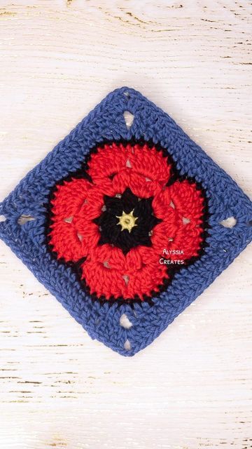 Poppy Granny Square, Granny Square Video, Make A Poppy, Crochet Symbols, Remembrance Day, Video Tutorial, Granny Square, I Decided, Baby Blanket