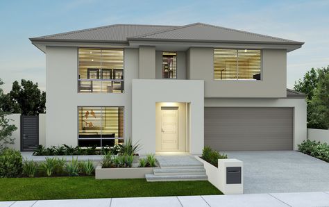 4 Bedroom House Designs, Two Story House Design, Double Storey House, Contemporary House Exterior, Modern House Facades, House Arch Design, Beautiful House Plans, Storey Homes, House Front Design