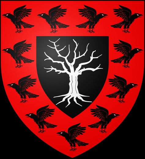 House Blackwood Game of thrones Flock Of Ravens, House Blackwood, The Riverlands, House Tully, Drogon Game Of Thrones, House Sigil, Hellboy Art, Medieval Shields, Dungeon Master's Guide