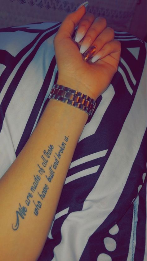 Arm Tats For Women Quotes, Small Tattoo Ideas Quotes, Tattoo Ideas Female Meaningful Quotes Arm, Breakup Tattoos For Women, Forearm Tattoo Quotes For Women, Meaningful Thigh Tattoos For Women, Unique Half Sleeve Tattoos For Women Meaningful, Tattoo On Side Wrist, Thigh Tattoos Women Quotes