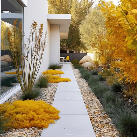 20 Stunning Garden Pathway Ideas to Elevate Your Outdoor Space Check more at https://zugnews.com/20-stunning-garden-pathway-ideas-to-elevate-your-outdoor-space/ Modern Side Yard Landscaping, Mcm Garden, Garden Pathway Ideas, Pathway Ideas, 2025 Board, Side Yard Landscaping, Front Garden Design, Outdoor Sanctuary, California House