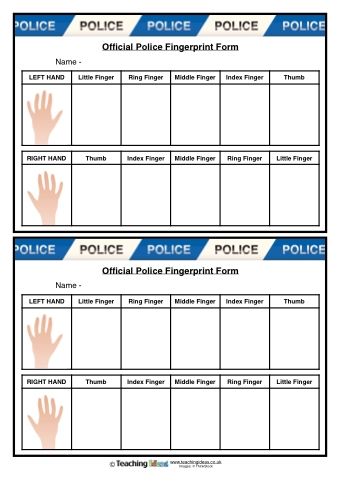 Fingerprint Forms - A collection of printable fingerprint forms that your children can use as part of their role play activities. These are available with and without fingerprints images! Police Fingerprint Activity, Police Station Dramatic Play Free Printables, Police Dramatic Play Preschool, Police Role Play Eyfs, Police Eyfs Activities, Police Dramatic Play, Role Play Activities, Police Birthday Party, Police Activities