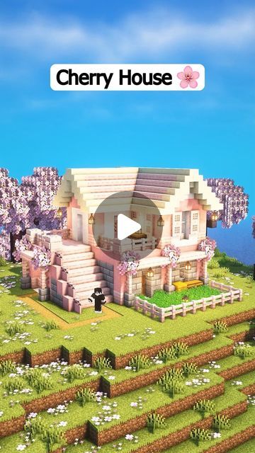 kwyseurr on Instagram: "Cherry Blossom Starter House 🌸

#reel #minecraft" Easy Cherry Blossom House Minecraft, Cherry House Minecraft, Cherry Blossom House Minecraft, Minecraft Cherry Blossom House, Blossom House, Starter House, Starter Home, Cherry Blossom, Minecraft