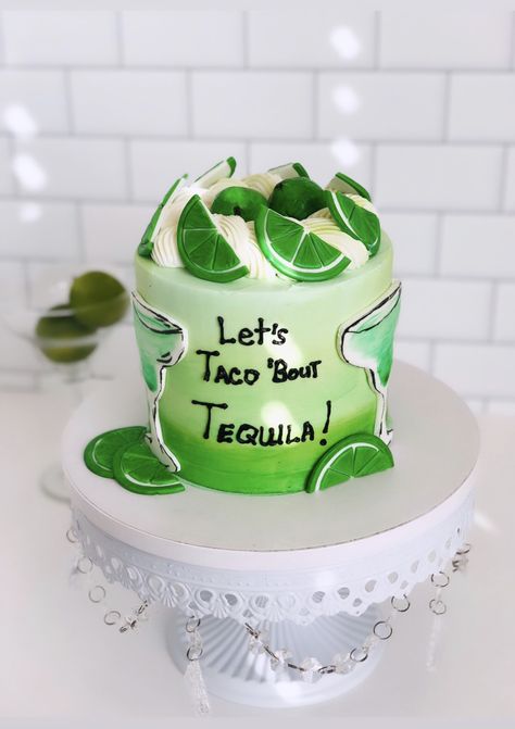 Tequila Cake Ideas, Tequila Themed Cake, Margarita Birthday Cake, Margarita Cake Design Birthday, Margarita Cake Design, Margarita Lime Cake, Margarita Cake, Green Birthday Cakes, Cake Designs Birthday