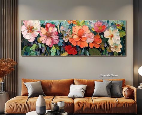 Abstract Painting on Canvas Large Wall Art Landscape Painting Original bedroom wall decor abstract art Boho Wall Deco Minimalist Wall Art This is a Abstract Acrylic\Oil Painting On Canvas, Colorful clouds, Large Modern Original Painting, Boho art , and expressed with texture. 100% hand painted customized for each customer, high quality, can be used for the decoration of offices or homes, living rooms ,dining rooms and bedrooms.  💌 ABOUT THIS PAINTING. ＊hand-painted Acrylic/oil painting on canvas, Unframed/Not stretched.  ＊Packing: Rolled up and shipped in a tube. ＊Comes with an EXTRA 2-3 inch white border around for stretching or framing. ＊Available in a variety of sizes, other sizes can also be customized or other modifications can be made, please contact us.  ＊Delivery time: About 8-14 Large Floral Paintings, Horizontal Abstract Painting, Painting Dimensions, Boho Wand, Horizontal Painting, Horizontal Wall Art, Acrylic Artwork, Wall Art Abstract, Extra Large Wall Art