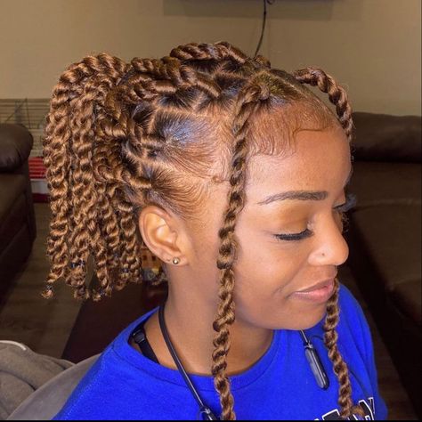 Shirt Passion Twists Hairstyle, Multi Color Passion Twists, Shirt Passion Twist, Short Ginger Passion Twist, Short Brown Passion Twists, Passion Twists How To, Bob Length Passion Twists, Brown Passion Twists Hairstyle, Passion Twists Braids Short