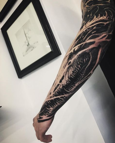 Abstract Blackwork Tattoo, Radical Tattoo, Tattoo Phrases, Berserk Tattoo, Evil Tattoo, Poland Warsaw, Phrase Tattoos, Biomechanical Tattoo, Hand Tattoos For Guys