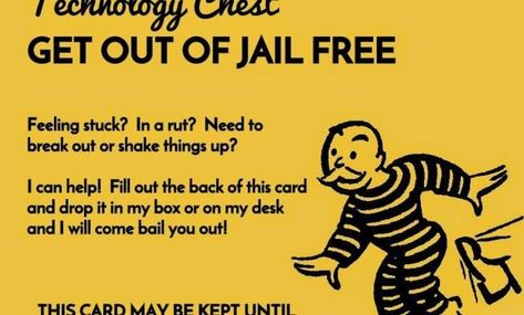 Instructional Technology "get Out Of Jail Free" Card  How intended for Get Out Of Jail Free Card Template Landscaping Business Cards, Employees Card, Landscaping Business, Instructional Technology, Stuck In A Rut, Card Templates Free, Free Card, Feeling Stuck, Business Card Template