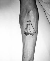 Boats Tattoo, Sailing Tattoo, Simple Line Tattoo, Sailboat Tattoo, Boat Tattoo, Simple Forearm Tattoos, One Line Tattoo, Anatomical Heart Tattoo, Petit Tattoo