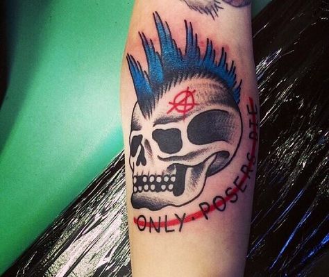 Style Tattoo Men, Iron Maiden Tattoo, Slc Punk, Colorful Punk, Punk Tattoos, Punk Tattoo, Tattoos Men, Punk Pins, Style Tattoo