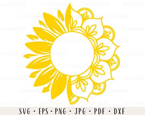 Lettering Embellishments, Sunflower Decal, Half Sunflower, Mailbox Decal, Tumbler Inspiration, Sunflower Mandala, Svg Sunflower, Cricut Decals, Disney Decals