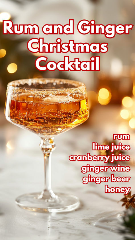 Rum and Ginger Christmas Cocktail Ginger Beer Christmas Cocktail, Spiced Rum Christmas Cocktails, Spiced Rum Drinks Easy, Rum Mule, Rum Drinks Easy, Spiced Rum Drinks, Ginger Ale Drinks, Xmas Cocktails, Cocktail Cards