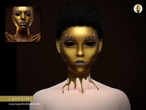 Hey! Luxy updating with a new download!  Found in TSR Category 'Sims 4 Female Costume Makeup' Unusual Clothes, Gold Tattoo, Sims 4 Characters, Sims Four, Sims 4 Update, Wood Bead Necklace, Sims 4 Cas, Sims 4 Game, Sims Community