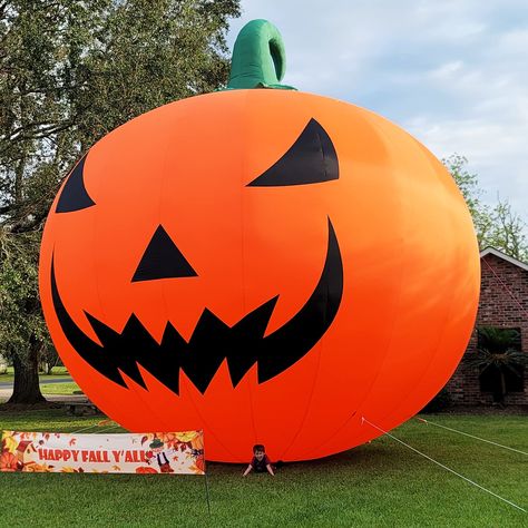 Haunted Houses For Sale, Up Decorations, Halloween Blow Ups, Fall Illustration, Inflatable Pumpkin, Holiday Pics, Halloween Eve, Giant Pumpkin, Pumpkin Decorations