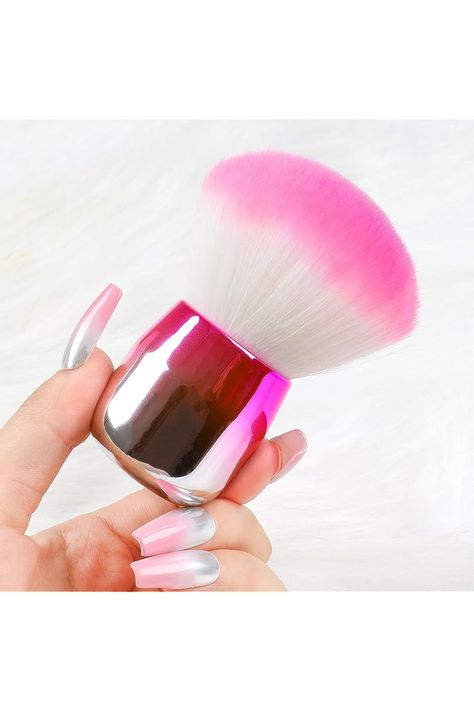 ANGNYA Nail Dust Brush for Acrylic Nails, Soft Kabuki Nail Art Dust Powder Remover Brush Pink White Hair with Gradient Handle Dust Cleaner Brush for Makeup Manicure Tool Brush For Makeup, Nails Boho, Dust Cleaner, Nail Dust, Cleaning Dust, Manicure Tools, White Hair, Fashion Nails, Makeup Brushes