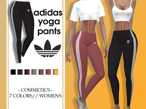 cosimetics' Adidas Yoga Pants (leggings) Sims 4 Cc Kids Clothing, Sims 4 Cc Shoes, The Sims 4 Packs, Sims 4 Gameplay, Sims 4 Teen, Yoga Pants Outfit Aesthetic, Sims 4 Dresses, Sims 4 Mm, King Cobra