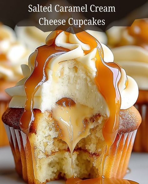 Recipes Vista | Salted Caramel Cream Cheese Cupcakes Cupcakes Flavors, Adult Cupcakes, Soda Cupcakes, Cupcake Desserts, Butterbeer Cupcakes, Harry Potter Butterbeer, Gourmet Cupcake, Frosting Cupcakes, Cream Cheese Cupcakes