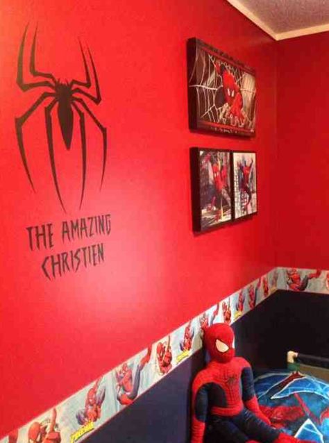 Spiderman super heroes  decoration red rooms boys Kids Spiderman Bedroom, Spider Man Bedroom Ideas Little Boys, Spiderman Bedroom Ideas Kid Rooms, Spiderman Bedroom Decor, Spiderman Toddler Room, Spider Man Room Ideas, Spiderman Room Aesthetic, Spiderman Bedroom Ideas, Spider-man Room