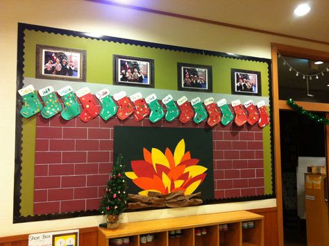 Christmas bulletin board- fireplace with child made stockings and class pictures! Christmas Bulletin Board Decorations, Christmas Bulletin Board Ideas, December Bulletin Boards, Holiday Bulletin Boards, Christmas Bulletin Boards, Christmas Bulletin Board, Christmas Bulletin, Bulletin Board Ideas, Holiday Crafts For Kids