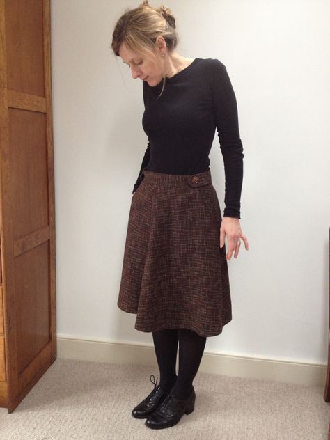 Tweed Skirt Sewing Pattern, Wool Skirt Sewing Pattern, Hollyburn Skirt, Give Me A Minute, A Line Skirt Pattern, Modest Classy, Boring Work, Long Wool Skirt, Amish Culture