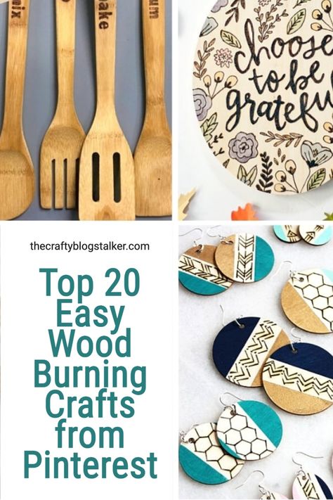 Play around with pyrography and create wood-burned crafts. Click here for the top 20 Wood Burning crafts each with a complete tutorial! #thecraftyblogstalker #woodburningcrafts #woodburningprojects #pyrography Simple Woodburning Designs, Diy Wood Decor Ideas, Easy Wood Burning, Woodburning Crafts, Beginner Wood Burning, Woodburning Projects, Shop Projects, Wood Burning Crafts, Easy Wood