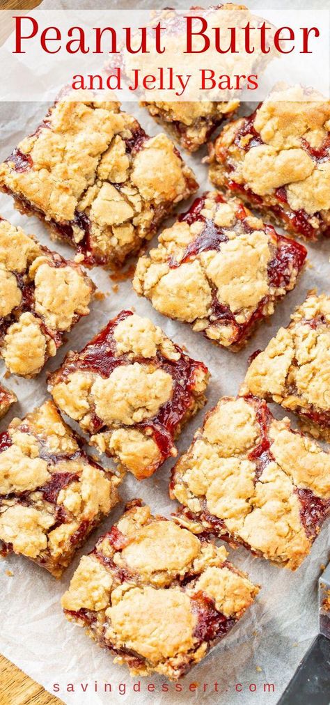 #QuickHealthyFoodRecipes Peanut Butter Jelly Pie, Peanut Butter Clusters, Peanut Butter And Jelly Bars, Jelly Bars, Sweet Bars, Grill Dessert, Peanut Butter Squares, Peanut Butter Oatmeal Bars, Desserts Keto