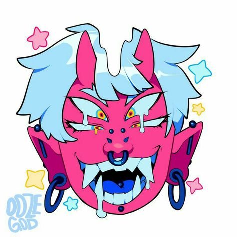 Psychadelic Character Design, Demon Illustration Character Design, Apselene Art, Cute Demon Drawing, Demon Oc Ideas, Creepy Character Design, Demon Oc Art, Demon Character Design, Demon Cute