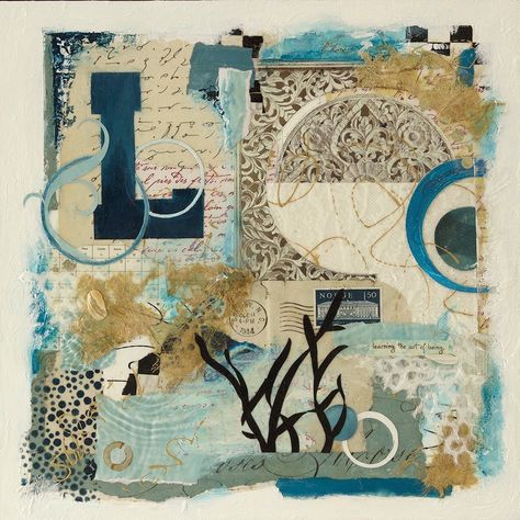 Intuitive Mixed Media Collage (@catrains.artist) • Instagram photos and videos Catherine Rains, Collage Art Painting, Antique Letters, Intuitive Artists, Collage On Canvas, Word Collage, Collage Painting, Journaling Inspiration, Collage Art Projects