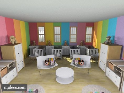 Roomstyler.com - Quadruplets Nursery Quadruplets Nursery, Modern Kids Room, Nursery Modern, Childcare Center, Nursery Ideas, Childcare, Kids Crafts, Baby Nursery, Baby Room