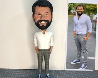 Custom Bobbleheads Unique Gifts From Photos by MyBobbleheadsShop Guy Friend Gifts, Romantic Gifts For Husband, Couples Doll, Custom Figurines, Romantic Gifts For Him, I'm Broke, Guy Friends, 60th Birthday Party, Custom Action Figures