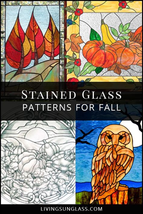 Get inspired for fall! Here's a list of 10 stained glass patterns that are perfect for decorating your home for the fall season. #stainedglass #patterns #fall #designs #stainedglasspatterns via @https://www.pinterest.ca/livingsunglasss/_saved/ Stained Glass Fall Leaves Autumn, Stained Glass Patchwork Patterns, Fall Leaves Stained Glass Pattern, Stained Glass Leaves Pattern, Autumn Stained Glass Patterns, Stained Glass Fall Patterns, Fall Stained Glass Patterns, Stained Glass Fall, Scarecrows For Garden