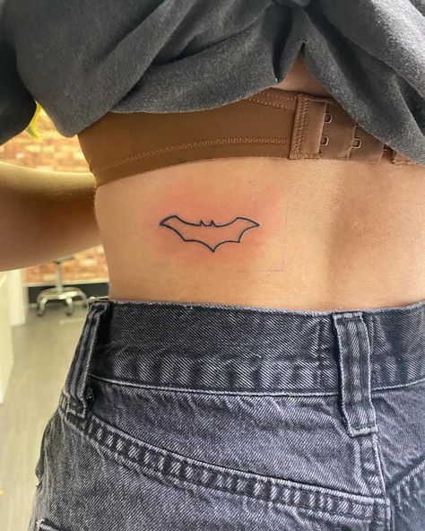 Bat Symbol Tattoo, Batman Tattoos For Women, Bat Outline Tattoo, Batman Logo Tattoo, Bat Outline, Bat Symbol, Minimal Tattoos, Batman Tattoo, Bat Tattoo