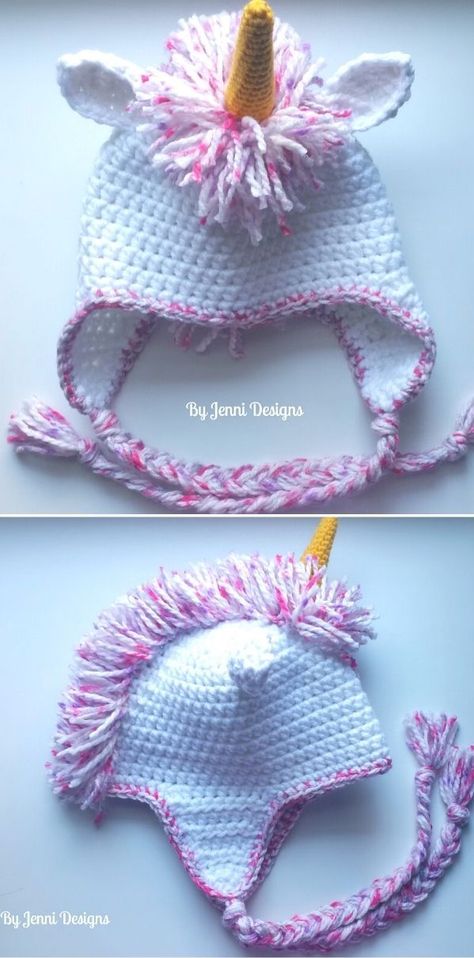 Crochet Unicorn Hat, Hoodie and Headband Patterns - Pattern Center Crochet Unicorn Blanket, Crochet Unicorn Hat, Hat Free Crochet Pattern, Crochet Animal Hats, Crochet Unicorn Pattern, Headband Crafts, Unicorn Hat, Crochet Baby Hat Patterns, Crochet Kids Hats