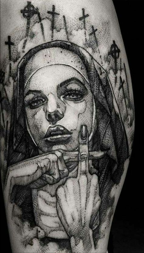 Creepy Tattoos, Skull Tattoo, Portrait Tattoo, Tattoos, Fictional Characters, Art