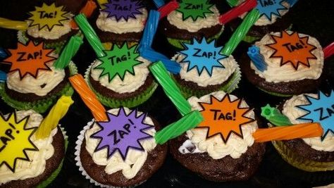 Lazer Tag Birthday Party, Mini Golf Birthday Party, Laser Game, Laser Tag Birthday Party, Laser Tag Party, Laser Tag Birthday, Cookies Birthday, Golf Birthday Party, Kid Cupcakes