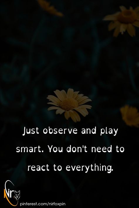 Don't React To Everything, I Dont React Quotes, Stop Reacting To Everything, Just Observe Quotes, Play Smart Quotes, Stop Obsessing Quotes, Not Reacting Quotes, Don't React Quotes, Dont React Quotes