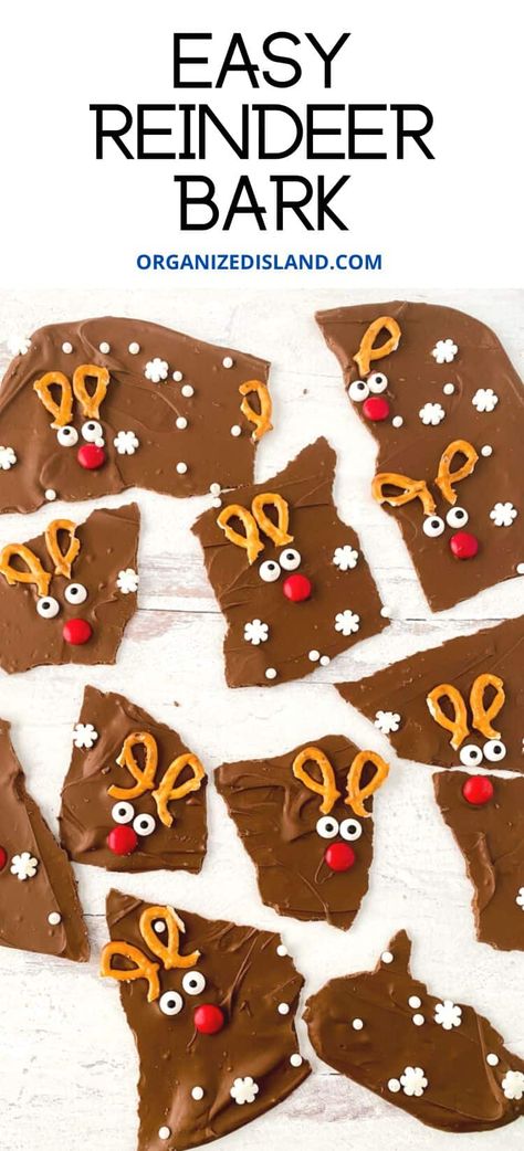 Reindeer Bark, Edible Sugar Cookie Dough, Chocolate Bark Christmas, Christmas Bark, Coconut Cookies Recipes, Chocolate Covered Pretzel Rods, Easy Christmas Treats, Holiday Sprinkles, Christmas Cookie Exchange