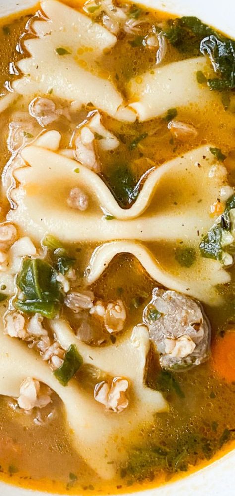 Sausage And Bowtie Pasta, Bow Tie Pasta Recipe, Pasta Soup Recipes, Sausage Soup Recipes, Bow Tie Pasta, Hearty Soup, Sausage Soup, Pasta Soup, Bowtie Pasta