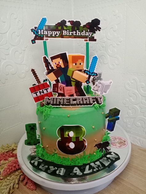 Minecraft Cake Design, Minecraft Cake Designs, Tnt Minecraft, Icing Cake, Minecraft Cake, Minecraft, Happy Birthday, Cake, Birthday