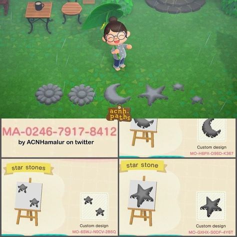 animal crossing rock path star moon stone code for animal crossing new horizons Animal Crossing Rock Path, Animal Crossing Stars Path, Acnh Witchcore, Animal Crossing Patterns, Codes Animal Crossing, Acnh Halloween Code, Animal Crossing Codes, Acnl Paths, City Core