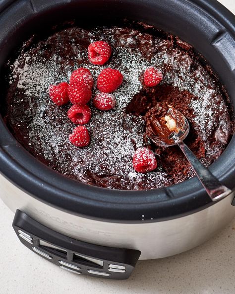 Slow Cooker Chocolate Lava Cake | Kitchn Slow Cooker Cake Recipes, Slow Cooker Cake, Cooker Cake, Chocolate Lava Cake Recipe, Blueberry Dump Cakes, Slow Cooker Baking, Lava Cake Recipes, The Magical Slow Cooker, Chocolate Peanut Butter Cake